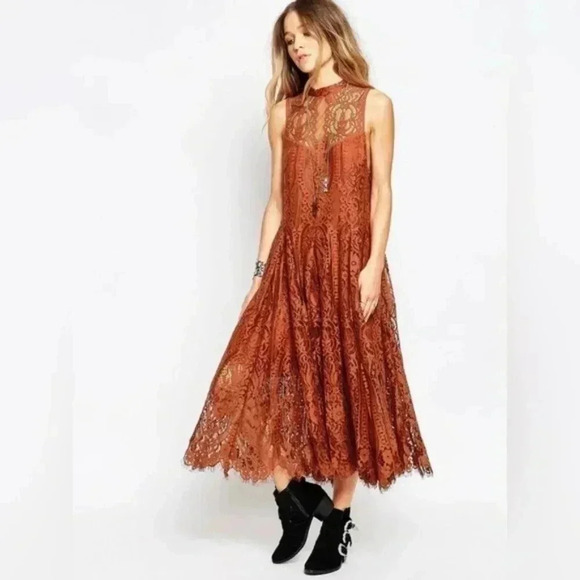 Free People Angel Rays Lace Midi Dress